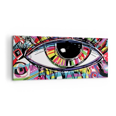 Bild auf Leinwand - Leinwandbild - Buntes Auge - bunte Seele - 120x50 cm