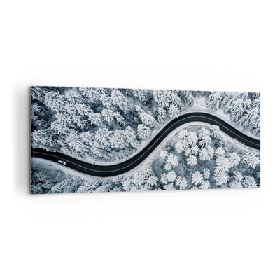 Bild auf Leinwand - Leinwandbild - Durch den Winterwald - 120x50 cm