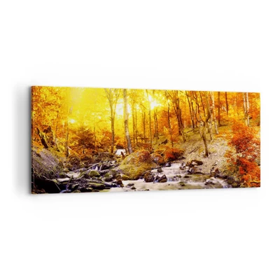 Bild auf Leinwand - Leinwandbild - In Gold und Platin gefasste Steine - 100x40 cm