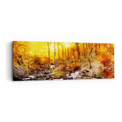 Bild auf Leinwand - Leinwandbild - In Gold und Platin gefasste Steine - 90x30 cm