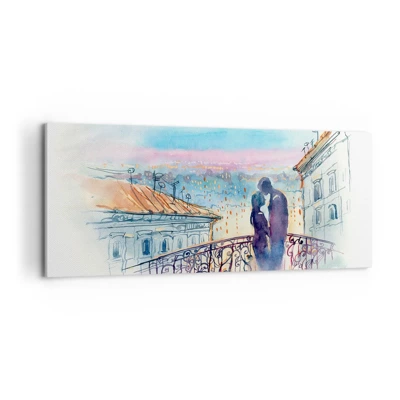 Bild auf Leinwand - Leinwandbild - Paris-Liebhaber - 100x40 cm