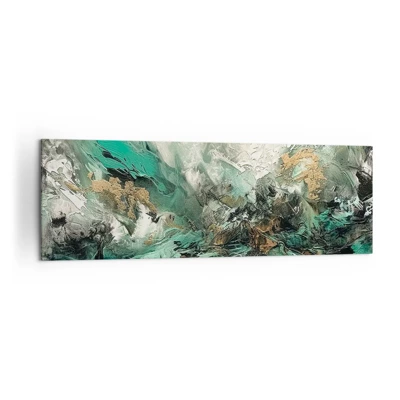 Bild auf Leinwand - Leinwandbild - Smaragdgrüne und schwarze Brandung - 160x50 cm