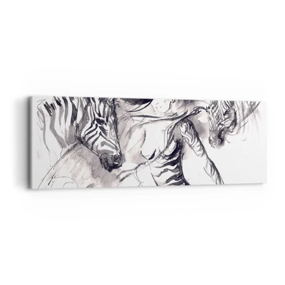 Bild auf Leinwand - Leinwandbild - Tanzen mit den Zebras - 90x30 cm