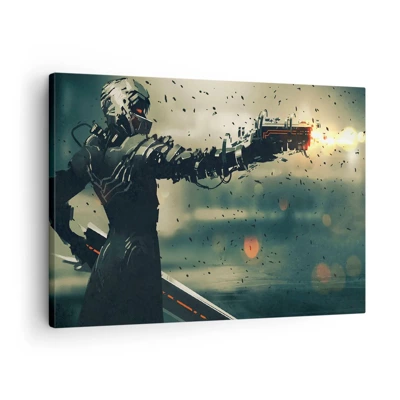 Bild auf Leinwand - Leinwandbild - Tödliche Waffe - Dein ganz eigener Terminator - 70x50 cm