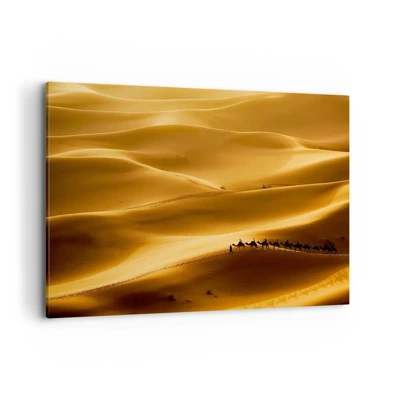 Bild auf Leinwand - Leinwandbild - Wohnwagen in den Wüstenwellen - 100x70 cm