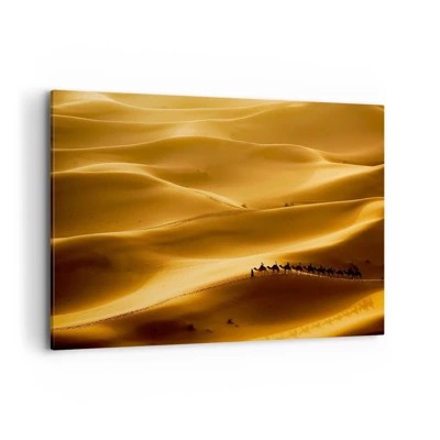 Bild auf Leinwand - Leinwandbild - Wohnwagen in den Wüstenwellen - 120x80 cm