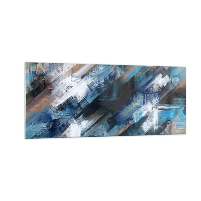 Glasbild - Bild auf glas - Auf einer blauen Diagonale - 100x40 cm