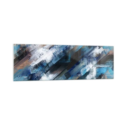 Glasbild - Bild auf glas - Auf einer blauen Diagonale - 160x50 cm