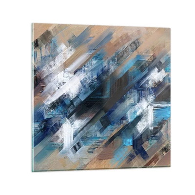 Glasbild - Bild auf glas - Auf einer blauen Diagonale - 40x40 cm