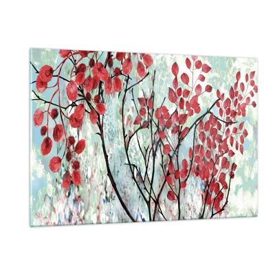 Glasbild - Bild auf glas - Baum in Scharlachrot - 120x80 cm