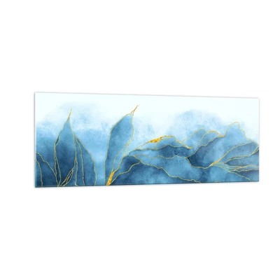 Glasbild - Bild auf glas - Blau im Gold - 140x50 cm