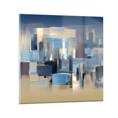 Glasbild - Bild auf glas - Blaue Konstruktion - 60x60 cm