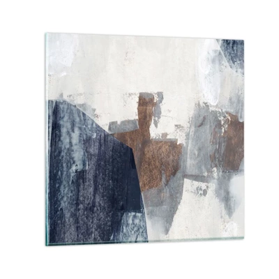 Glasbild - Bild auf glas - Blaue und braune Formen - 60x60 cm