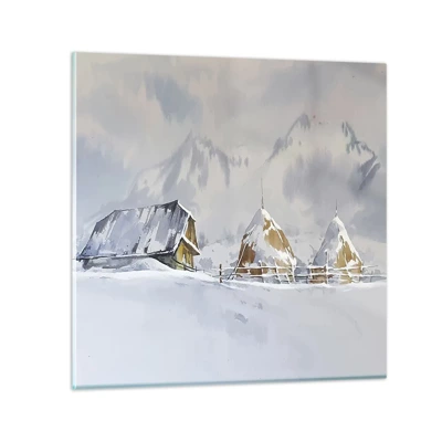 Glasbild - Bild auf glas - In einem verschneiten Talkessel - 50x50 cm