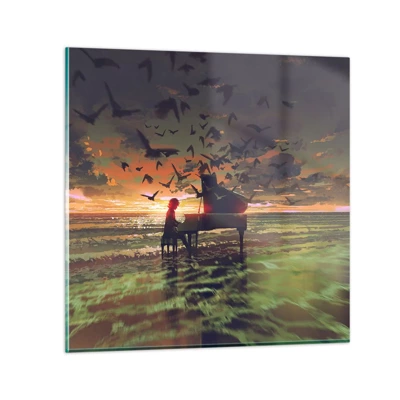 Glasbild - Bild auf glas - Konzert für Klavier und Wellen - 40x40 cm