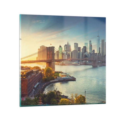 Glasbild - Bild auf glas - Morgendämmerung der Großstadt - 40x40 cm