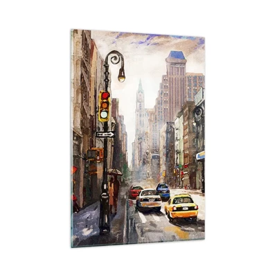 Glasbild - Bild auf glas - New York - auch im Regen bunt - 80x120 cm