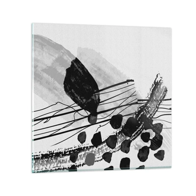 Glasbild - Bild auf glas - Organische Schwarz-Weiß-Abstraktion - 60x60 cm