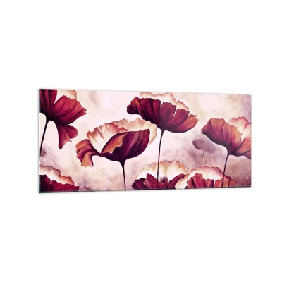 Glasbild - Bild auf glas - Rotes und weißes Blütenblatt - 120x50 cm