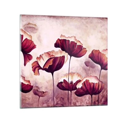 Glasbild - Bild auf glas - Rotes und weißes Blütenblatt - 50x50 cm