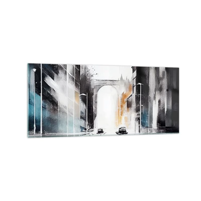 Glasbild - Bild auf glas - Stadtstudie: Architektur und Bewegung - 120x50 cm