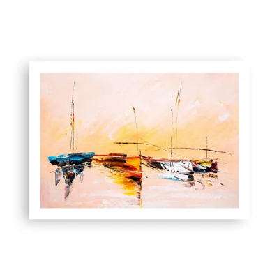 Poster - Abend im Yachthafen - 70x50 cm