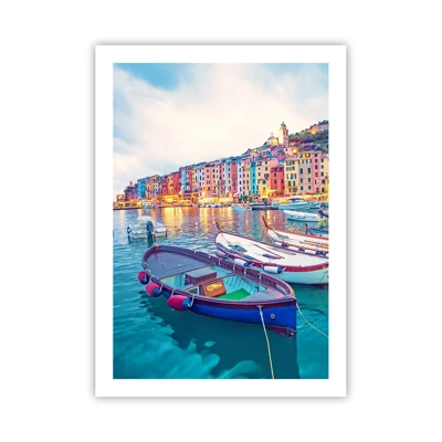 Poster - Bunter Abend im Hafen - 50x70 cm