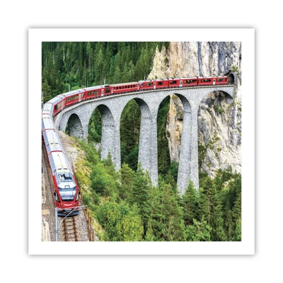 Poster - Eisenbahn für Bergblick - 60x60 cm