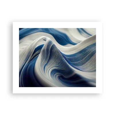 Poster - Fließfähigkeit von Blau und Weiß - 50x40 cm