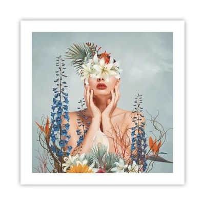 Poster - Frau - Blume - 50x50 cm