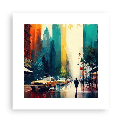Poster - New York – selbst der Regen ist hier bunt - 30x30 cm