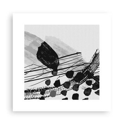 Poster - Organische Schwarz-Weiß-Abstraktion - 30x30 cm