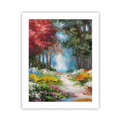 Poster - Waldgarten, Blumenwald - 40x50 cm