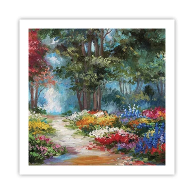 Poster - Waldgarten, Blumenwald - 60x60 cm