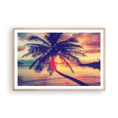 Poster in einem Rahmen aus heller Eiche - Abend unter Palmen - 91x61 cm