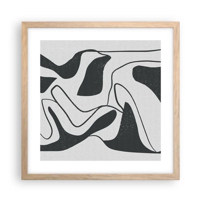 Poster in einem Rahmen aus heller Eiche - Abstraktes Spiel im Labyrinth - 40x40 cm