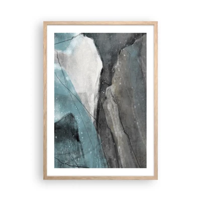 Poster in einem Rahmen aus heller Eiche - Abstraktion: Felsen und Eis - 50x70 cm