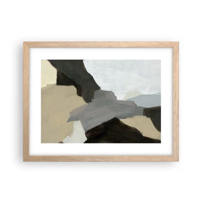 Poster in einem Rahmen aus heller Eiche - Abstraktion: Scheideweg des Graus - 40x30 cm