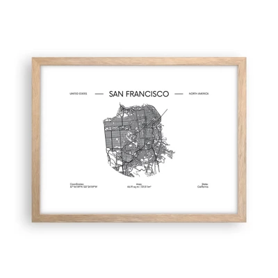 Poster in einem Rahmen aus heller Eiche - Anatomie von San Francisco - 40x30 cm