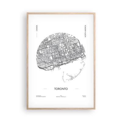 Poster in einem Rahmen aus heller Eiche - Anatomie von Toronto - 70x100 cm