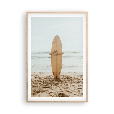 Poster in einem Rahmen aus heller Eiche - Aus Liebe zu Wellen - 61x91 cm