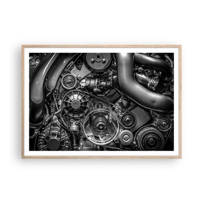 Poster in einem Rahmen aus heller Eiche - Die Poesie der Mechanik - 100x70 cm