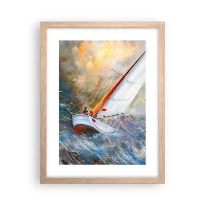 Poster in einem Rahmen aus heller Eiche - Durch die Wellen laufend - 30x40 cm