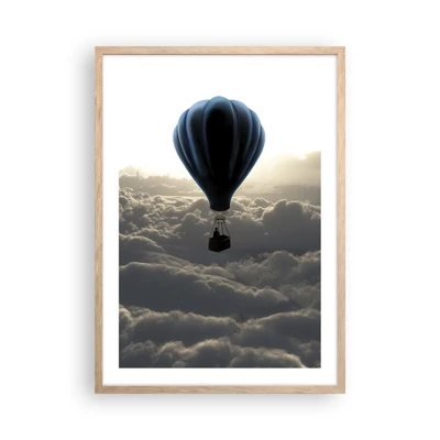 Poster in einem Rahmen aus heller Eiche - Ein Wanderer über den Wolken - 50x70 cm