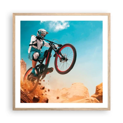 Poster in einem Rahmen aus heller Eiche - Fahrrad-Wahnsinn-Dämon - 60x60 cm