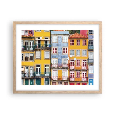 Poster in einem Rahmen aus heller Eiche - Farben der Altstadt - 50x40 cm