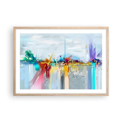Poster in einem Rahmen aus heller Eiche - Freudenbrücke über den Fluss des Lebens - 70x50 cm