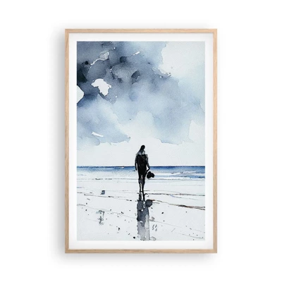 Poster in einem Rahmen aus heller Eiche - Gespräch mit dem Meer - 61x91 cm