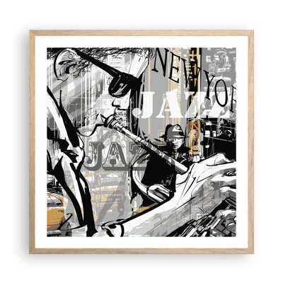 Poster in einem Rahmen aus heller Eiche - Im Rhythmus von New York - 60x60 cm