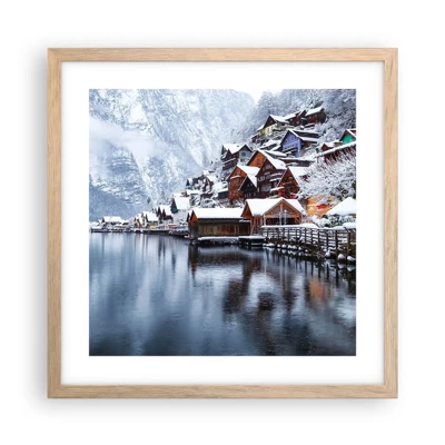 Poster in einem Rahmen aus heller Eiche - In winterlicher Dekoration - 40x40 cm